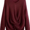 Sweaters | Floerns Floerns Women'S Plus Size Casual Twist Hem V Neck Long Sleeve Sweater Tops