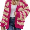 Sweaters | KIRUNDO Kirundo Womens Cardigan Fall Fashion Lantern Sleeve Open Front Striped Color Block Loose Cable Knit Winter Sweater Coats