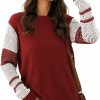 Sweaters | koitmy Women'S Cute Contrast Sleeve Knitted Pullover Sweater