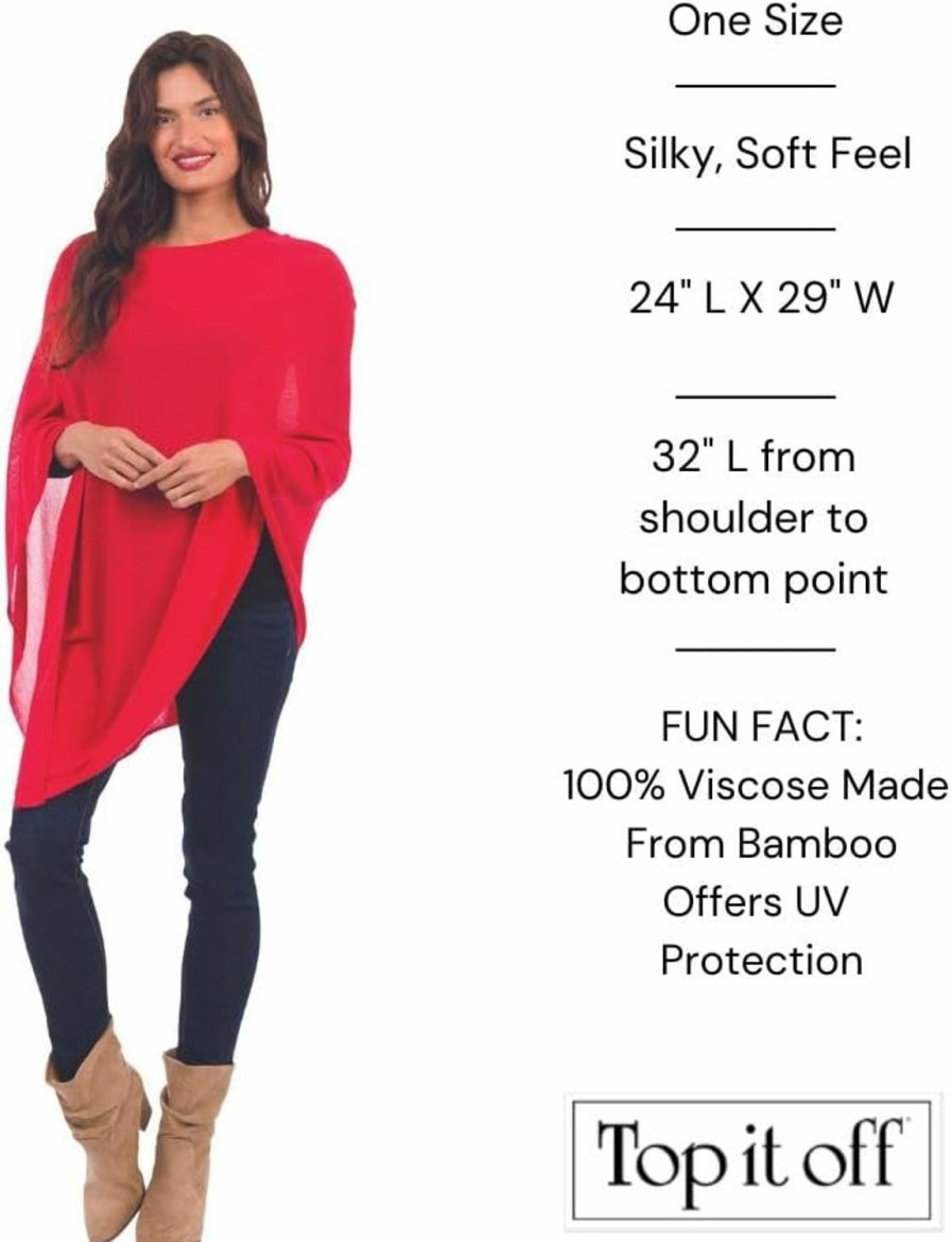 Sweaters | Top It Off Top It Off Elsa Bamboo Poncho - Women'S Fine Knit Luxury Topper - Made From 100% Natural Bamboo - Layering Piece For Warmth