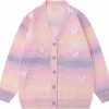 Sweaters | Bakyarder Women'S Y2K Color-Block Striped V Neck Button Down Open Front Cardigan Sweater