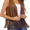 Sweaters | HOTLOOX Hotloox Women Tassel Vest 70S Hippie Faux Suede Rivets Sleeveless Fringe Jacket S-Xxxl