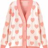 Sweaters | FindThy Findthy Women'S Cute Cardigan Sweater Kawaii Love Heart Print Y2K Button Knitted Outerwear