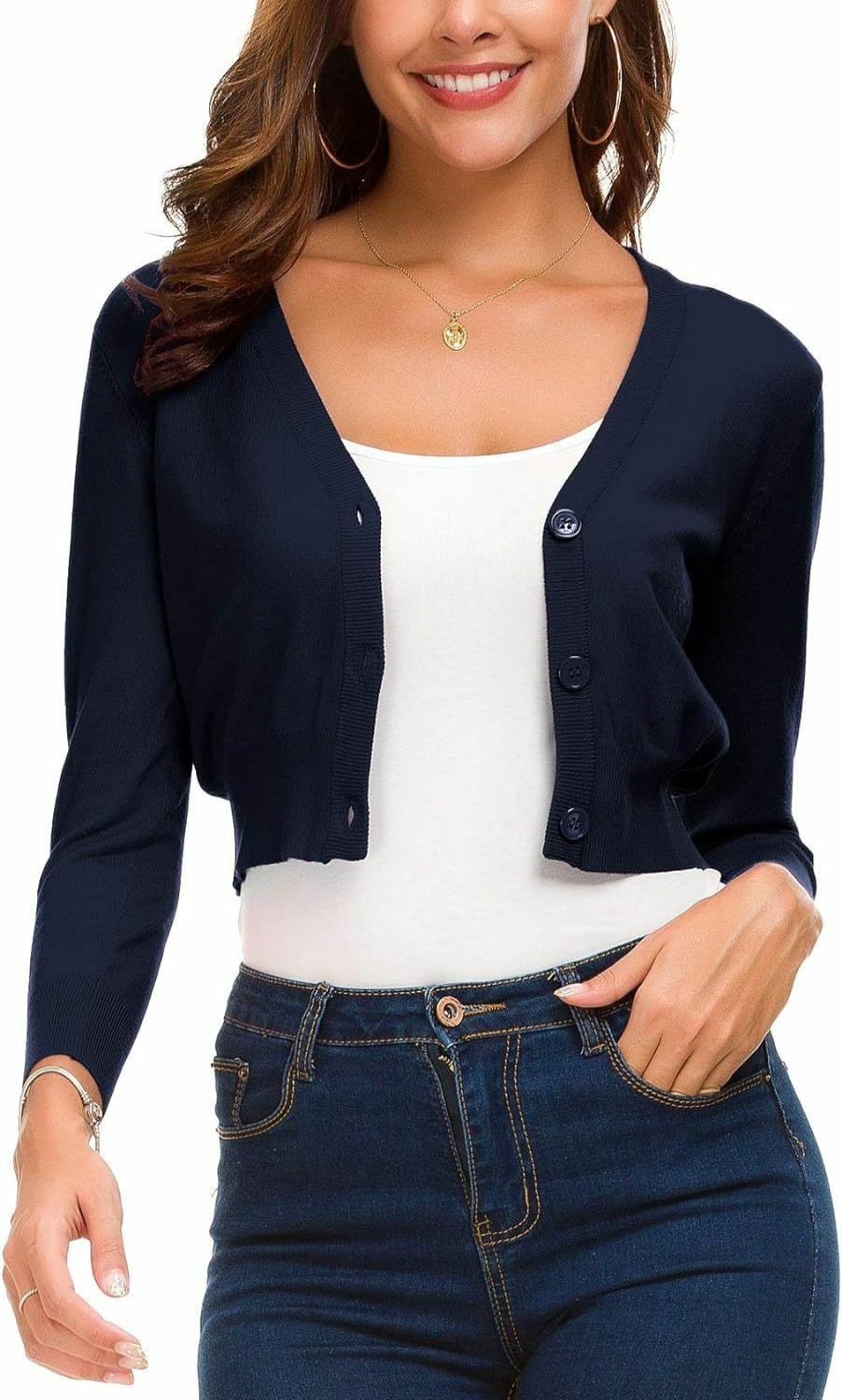 Sweaters | EXCHIC Women'S Trendy Bolero Shrug Cropped Cardigan 3/4 Sleeve Open Front Short Cardigans