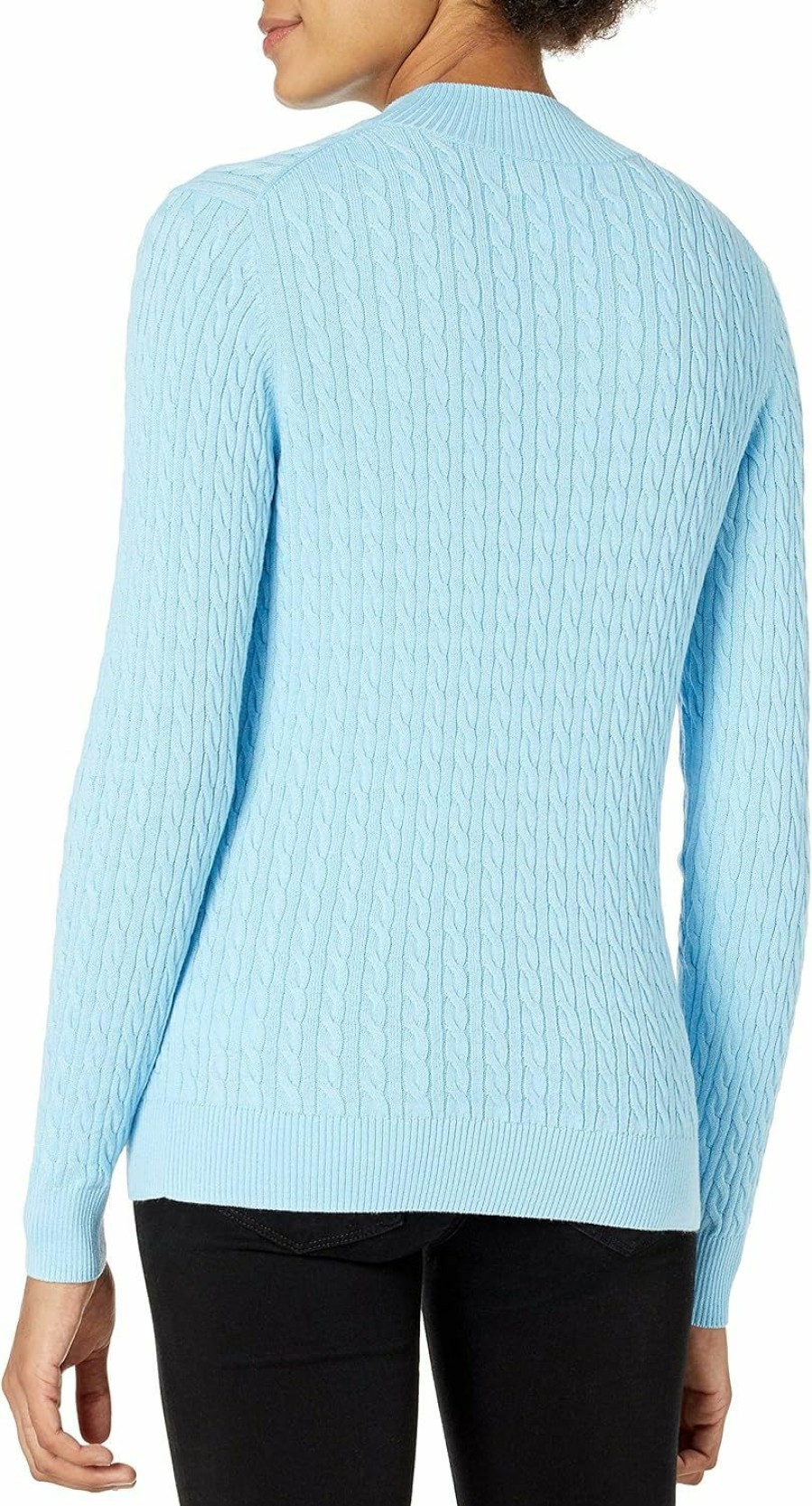 Sweaters | Amazon Essentials Amazon Essentials Women'S Classic-Fit Lightweight Cable Long-Sleeve Mock Neck Sweater