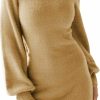 Sweaters | EXLURA Exlura Women'S 2024 Mock Neck Ribbed Long Sleeve Bodycon Pullover Cute Mini Sweater Dress