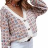 Sweaters | SweatyRocks Sweatyrocks Women'S Color Block Long Sleeve Open Front Cardigan Sweater Knit Crop Top