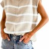 Sweaters | Saodimallsu Saodimallsu Womens Cap Sleeve Tank Tops Striped Crew Neck Casual Loose Fit Spring Summer Pullover Knit Sweater Vest