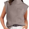 Sweaters | AGSEEM Womens Tops Casual Summer Mock Neck Sleeveless Sweaters Vest Knit Blouses Tank Tops