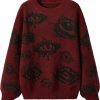 Sweaters | Floerns Floerns Women'S Grunge Punk Eye Print Long Sleeve Drop Shoulder Sweaters Top