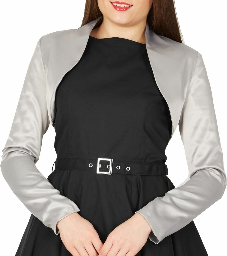 Sweaters | BlackButterfly Blackbutterfly Formal Satin Long Sleeve Bolero Shrug