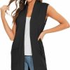 Sweaters | Moss Rose Moss Rose Women'S Long Knit Cardigan Vest Casual Sleeveless Open Front Draped Duster Vest (Available In Plus Size)