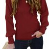 Sweaters | TECREW Tecrew Women'S Puff Sleeve Crew Neck Pullover Sweater Casual Cozy Knit Slim Jumper Tops