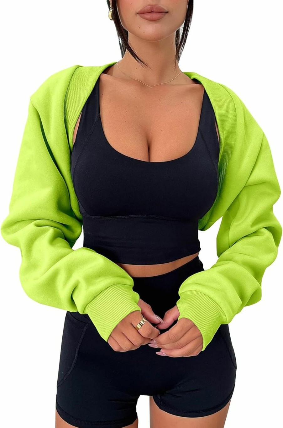 Sweaters | Zwurew Zwurew Women'S Bolero Sweater Shrugs Y2K Open Front Workout Sweatshirt Long Sleeve Crop Tops