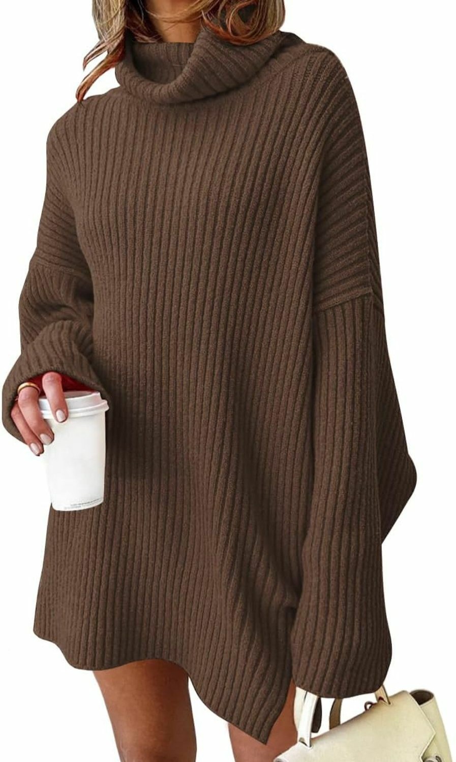 Sweaters | LILLUSORY Lillusory Womens Turtleneck Oversized Long Batwing Sleeve Fall Sweater 2023 Plus Size Tunic Pullover Ribbed Knit Dresses