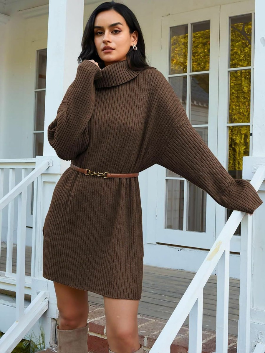 Sweaters | LILLUSORY Lillusory Womens Turtleneck Oversized Long Batwing Sleeve Fall Sweater 2023 Plus Size Tunic Pullover Ribbed Knit Dresses