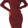 Sweaters | Seta T Women'S Spring Fall Slit Hem Long Sleeve Ribbed Knit Dresses Square Neck Sweater Dress