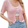 Sweaters | Kate Kasin Kate Kasin Women Crochet Shrug Sweater Tie Front Knit Bolero Shrug For Dress Short Sleeve Cropped Cardigan