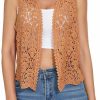 Sweaters | CMajorHan Womens Floral Crochet Lace Trim Sleeveless Open Front Vest Cardigan