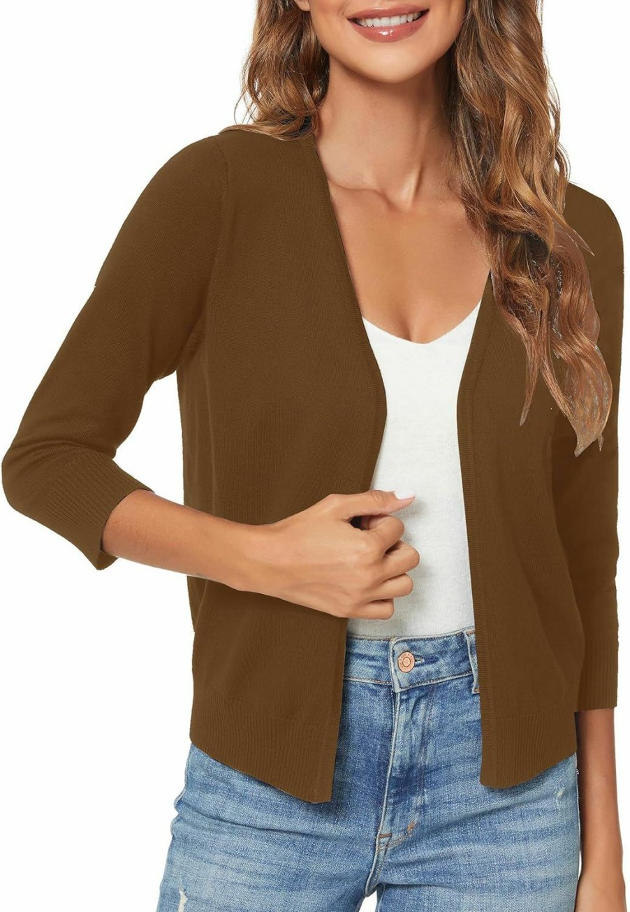 Sweaters | Urban CoCo Urban Coco Women'S 3/4 Sleeve Shrugs Open Front Cropped Sweater Cardigan