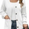 Sweaters | VERABENDI Womens Cardigan With Pockets Drop Shoulder Button Waffle Knit Sweaters For Women