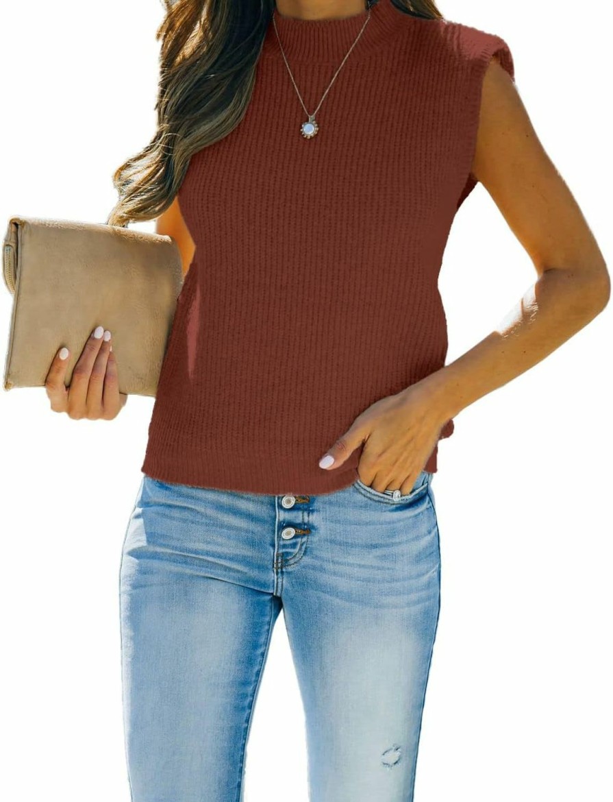 Sweaters | Amarmia Women'S Mock Neck Knit Sweater Vest Sleeveless Casual Trendy Summer Ribbed Pullover Tank Tops