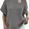 Sweaters | Viottiset Viottiset Womens Oversized Short Batwing Sleeve Mock Neck Sweater Vest Fall Sleeveless Pullover Knit Sweaters