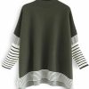 Sweaters | CHICWISH Chicwish Women'S Mustard/Black/Caramel/Olive/Grey Striped Oversize Soft Knit Cape Sweater Pullover