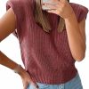 Sweaters | xxxiticat Xxxiticat Women'S Shoulder Pad Sweater Sleeveless Turtleneck Wide Shoulder Knitted Sweater Vest Chic Crop Neutral Top