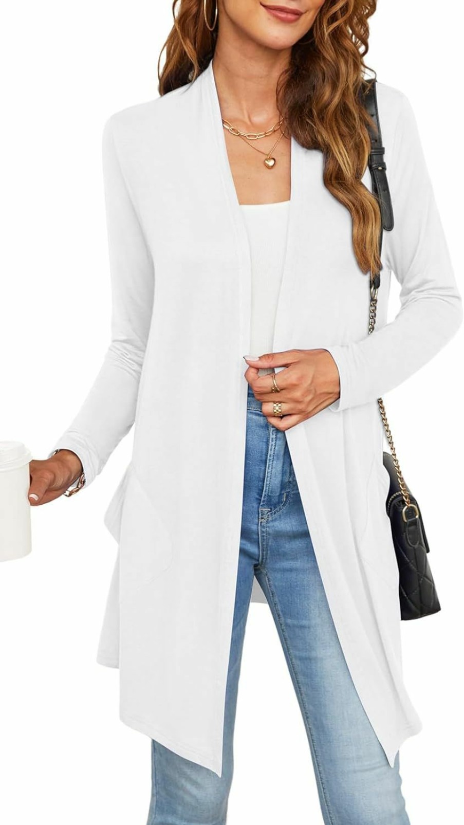 Sweaters | Veryoung Long Sleeve Cardigan For Women With Pockets Casual Drape Open Front Lightweight Fall Sweater Cardigans High Low Hem