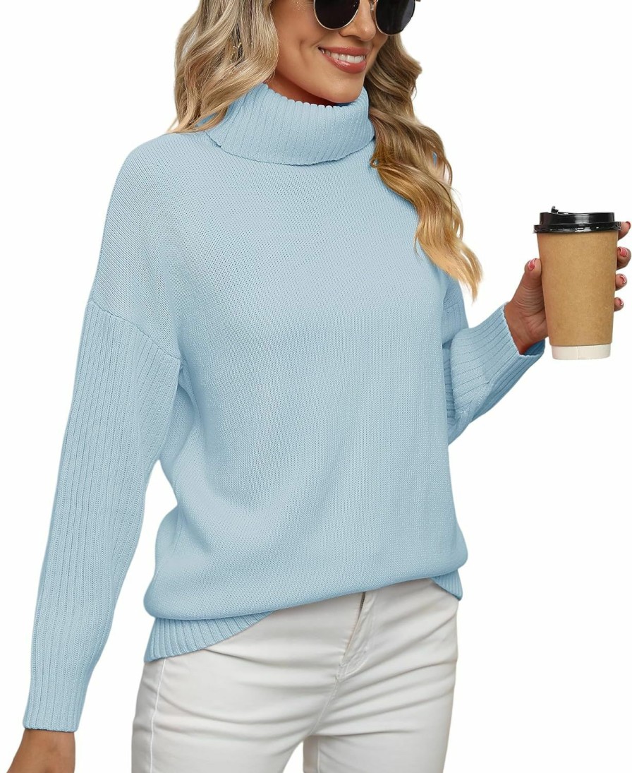 Sweaters | Jouica Jouica Women 2023 Fall Casual Turtleneck Batwing Sleeve Chunky Oversized Ribbed Knit Tunic Sweaters Pullover