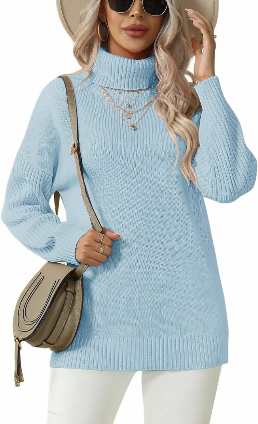 Sweaters | Jouica Jouica Women 2023 Fall Casual Turtleneck Batwing Sleeve Chunky Oversized Ribbed Knit Tunic Sweaters Pullover