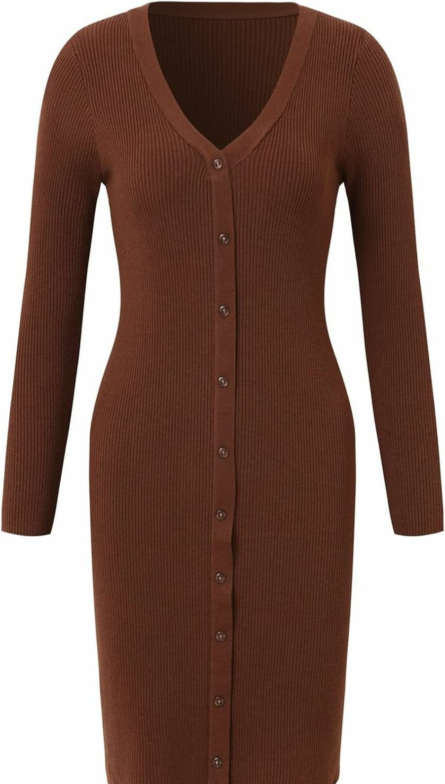 Sweaters | Wonderly Women V-Neck Long Sleeve Slim Fall Sweater Knitted Midi Dress