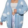 Sweaters | Verdusa Verdusa Women'S Plus Size Button Down Drop Shoulder Printed Sweater Cardigan Outerwear