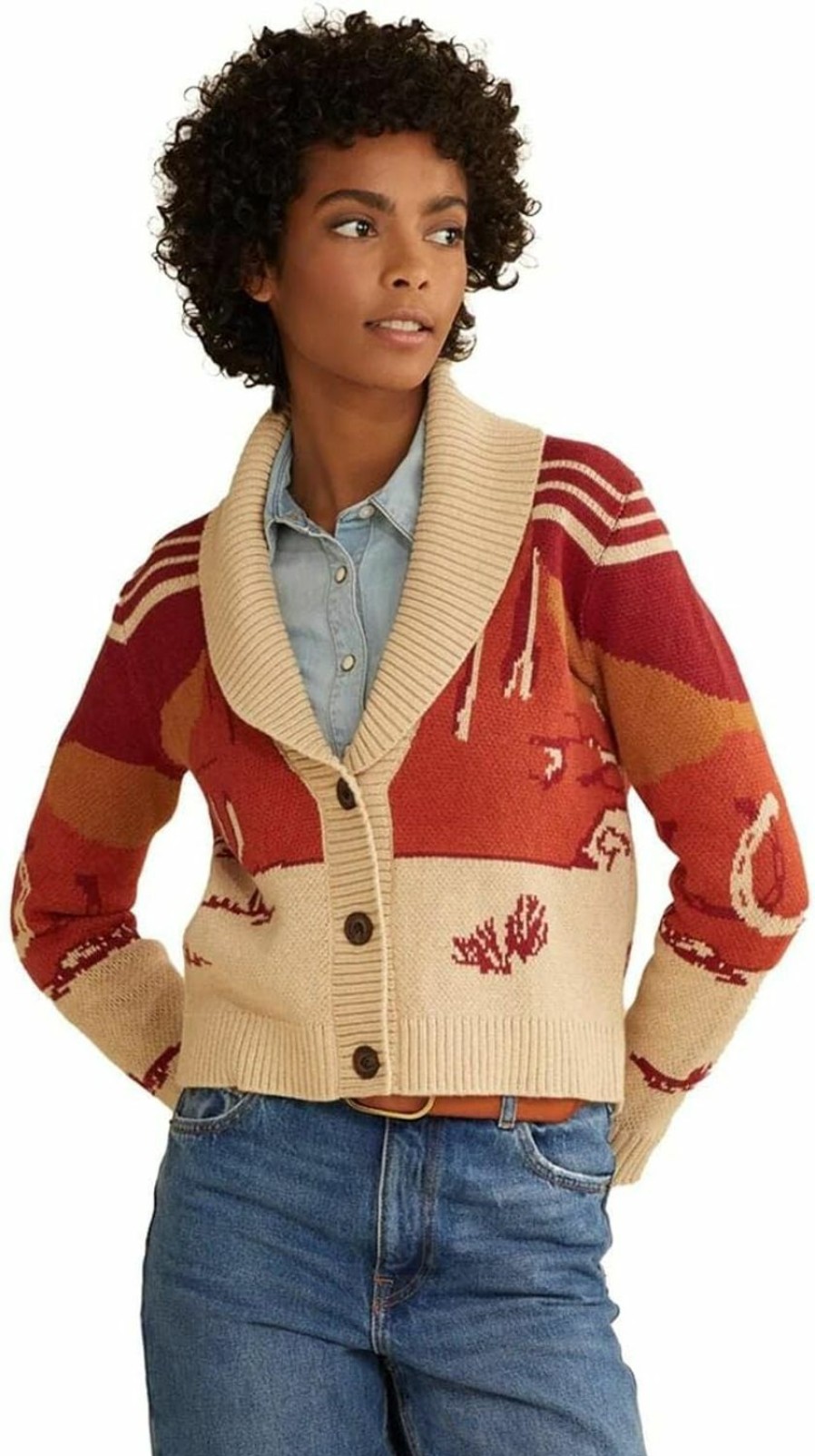 Sweaters | Pendleton Pendleton Womens Western Scenic Cotton Cardigan Sweatercardigan Sweater