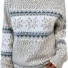 Sweaters | JUNBOON Women'S Casual Leopard Print Knitted Pullover Sweaters Long Sleeve Crew Neck Jumper Tops