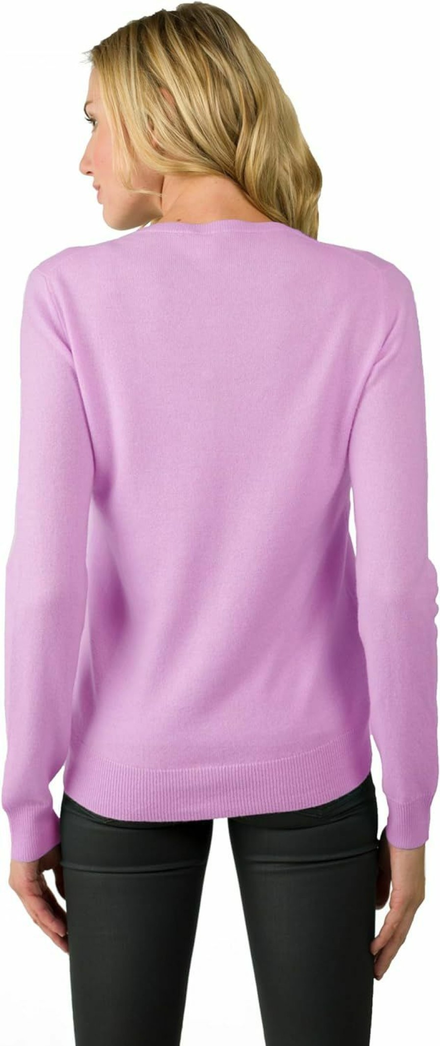 Sweaters | JENNIE LIU Women'S 100% Cashmere Button Front Long Sleeve Crewneck Cardigan Sweater