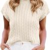 Sweaters | Saodimallsu Saodimallsu Womens Summer Crewneck Crop Tops Casual Loose Fit Cable Knit Pullover Sweater