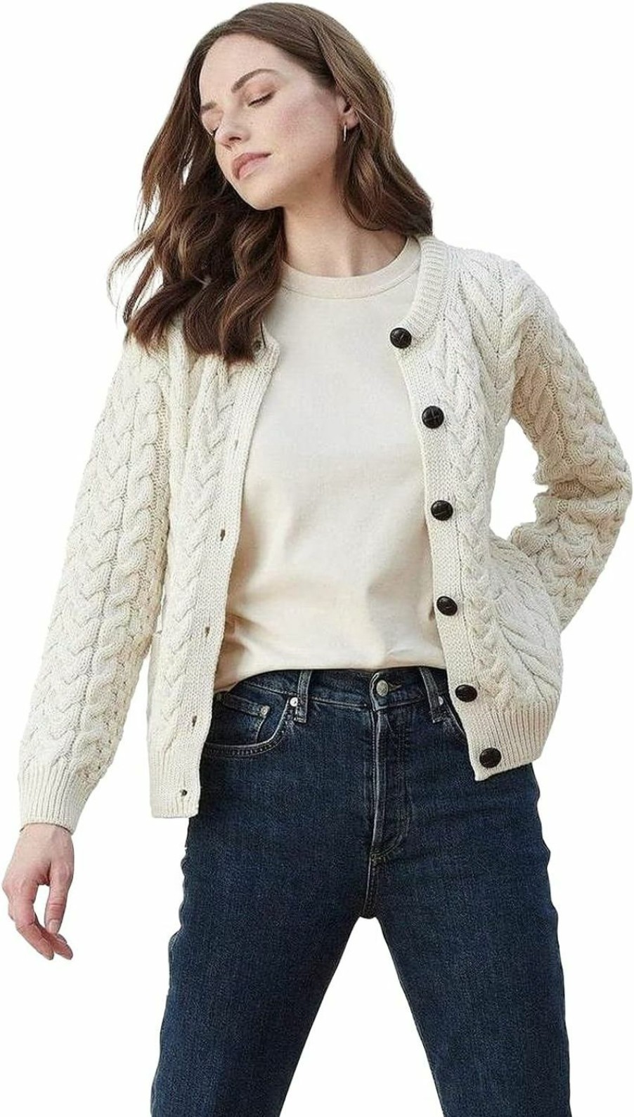 Sweaters | Aran Woollen Mills Irish Cardigan Sweater For Women Made In Ireland Supersoft Aran Merino Wool Lumber Jacket