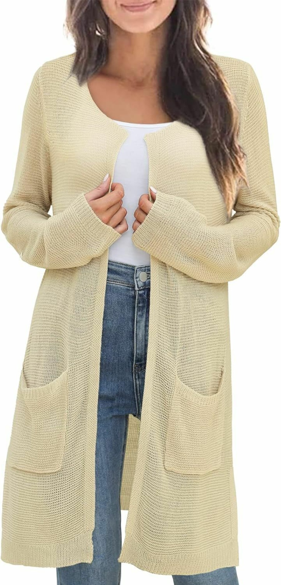 Sweaters | BESFLY Besfly Women'S Knit-Cardigan Open Front Cardigan Sweater Casual Long Sleeve Mesh Crochet Coat