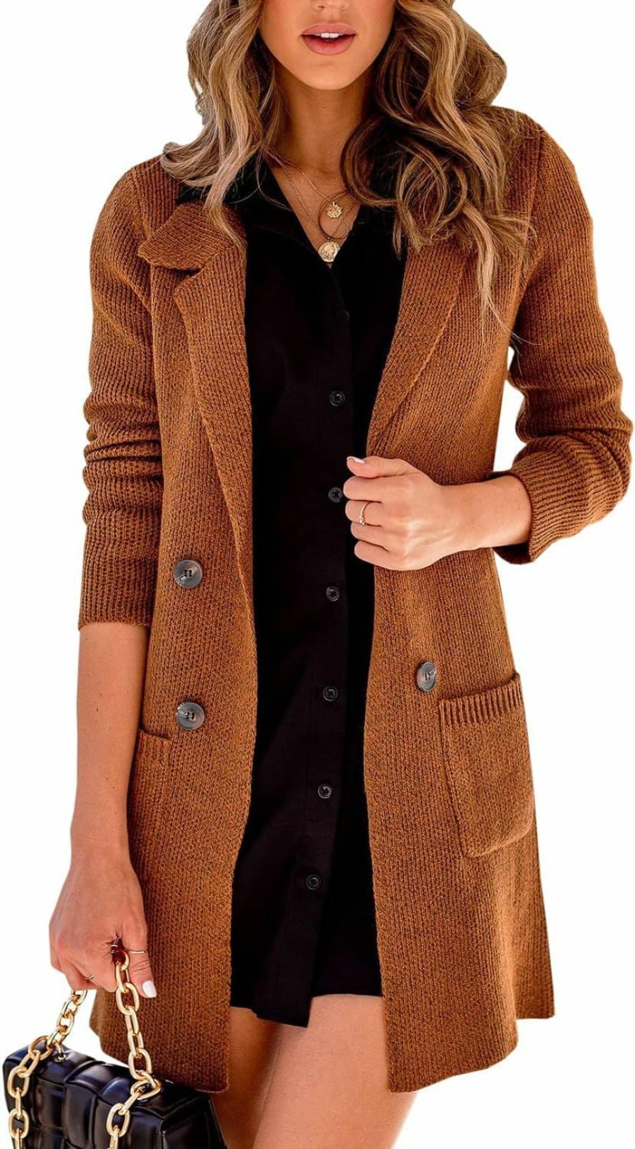 Sweaters | Danedvi Danedvi Women Open Front Lapel Collar Cardigan Button Down Long Sweaters Cardigan Solid Outerwear Coats