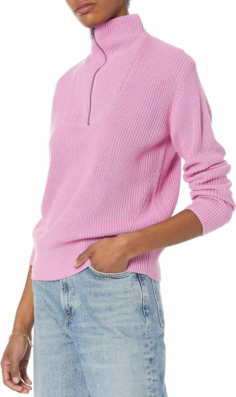 Sweaters | Amazon Essentials Amazon Essentials Women'S Relaxed-Fit Ribbed Half Zip Sweater (Available In Plus Size) (Previously Amazon Aware)