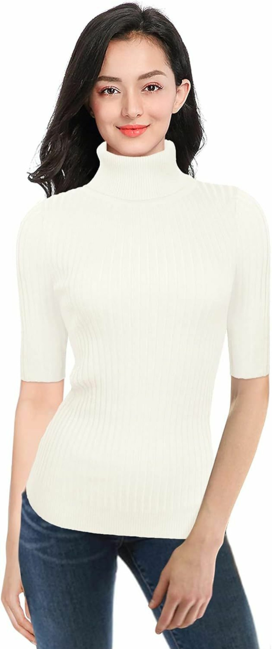 Sweaters | v28 V28 Women Sleeveless High Neck Turtleneck Stretchable Knit Sweater Top