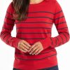 Sweaters | Nautica Nautica Women'S Year-Round Long Sleeve 100% Cotton Striped Crewneck Sweater