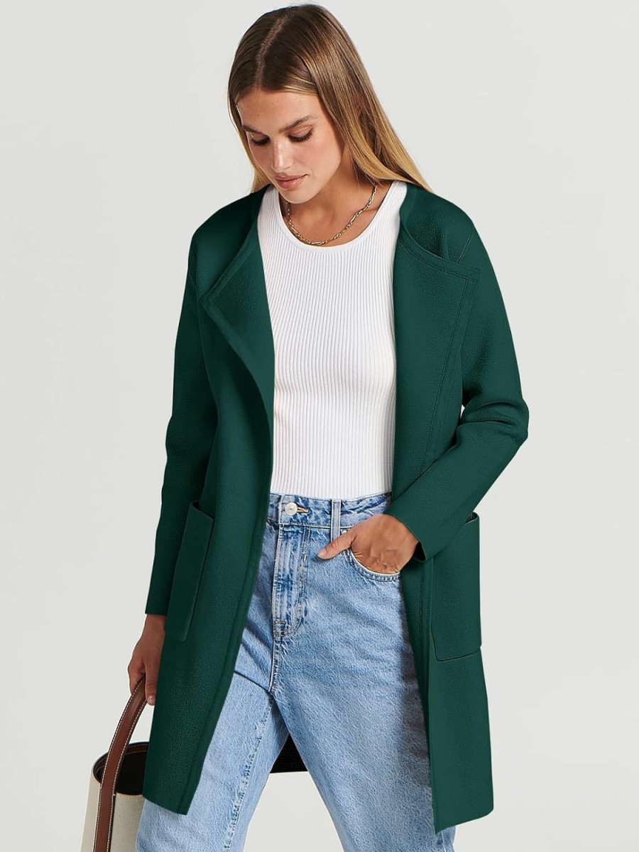 Sweaters | Caracilia Caracilia Womens Knit Cardigan Sweaters Oversized Open Front Long Sleeve Lapel Casual Jacket 2023 Fall Coat Dressy Coatigan