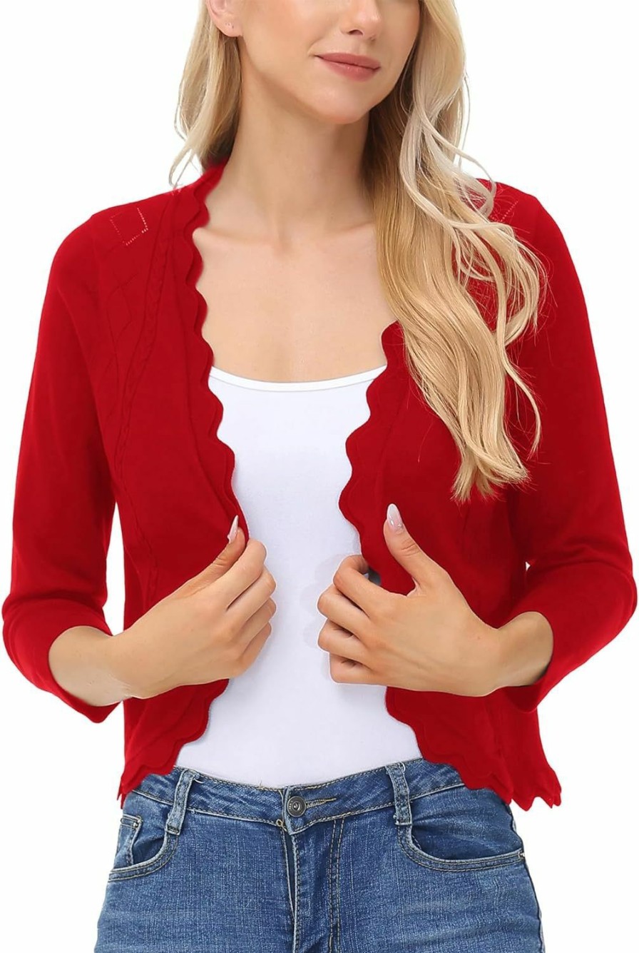 Sweaters | KANCY KOLE Kancy Kole Women'S 3/4 Sleeve Shrug Sweater Open Front Knit Cropped Bolero Cardigan For Dresses S-Xxl