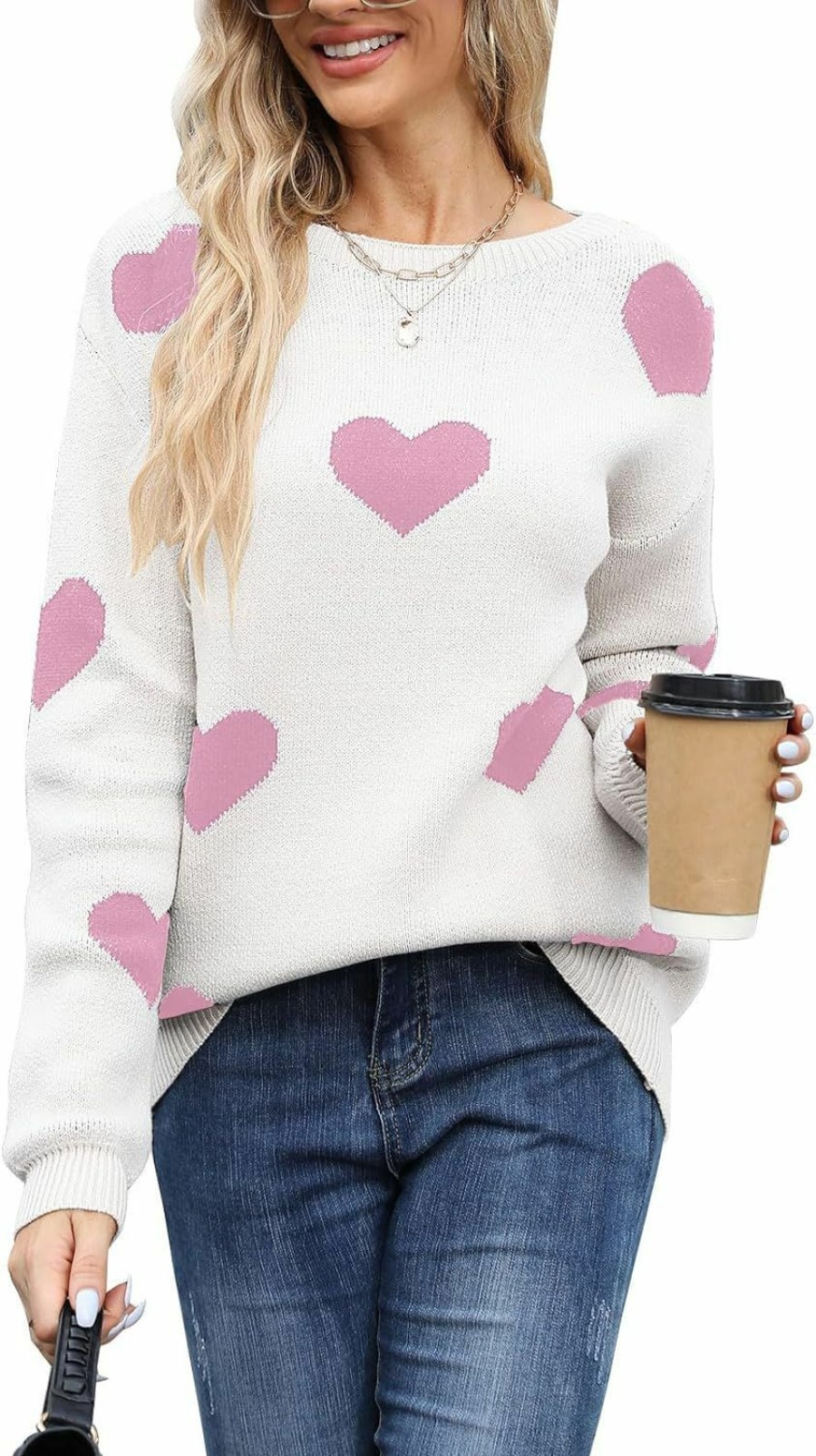 Sweaters | Alsol Lamesa Alsol Lamesa Women'S Pullover Sweaters Cute Heart Sweater Crew Neck Long Sleeve Valentines Sweaters For Women