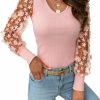 Sweaters | miduo Miduo Womens Tops Square Neck Polka Dot Balloon Long Sleeve Top Shirts Slim Knit Ribbed Tops Blouses