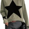 Sweaters | SOLY HUX Soly Hux Women'S Star Print Long Sleeve Crewneck Sweater Drop Shoulder Pullover Tops