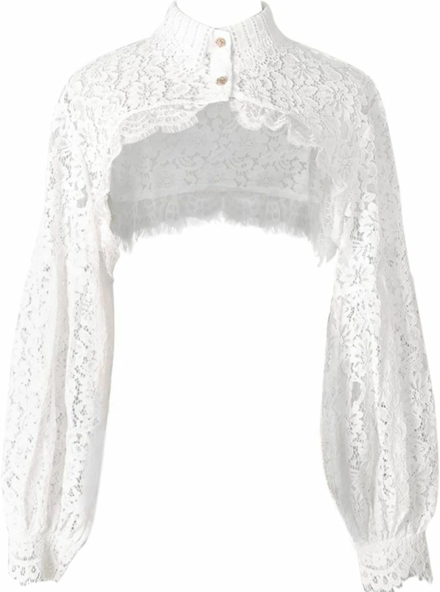 Sweaters | ZARSIO Zarsio Women Long Sleeve Lace Shrug Bolero Shawl Short Cardigan Fake Collar